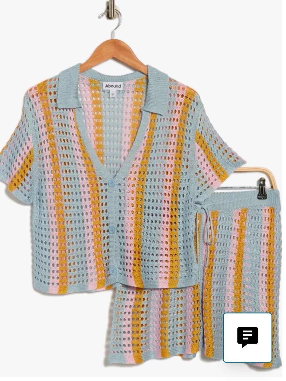 Abound Open Knit Stripe Top & Shorts Set BNWT